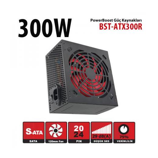 PowerBoost BST-ATX300R 300W, Sata, 12cm Fan,  BOX PSU