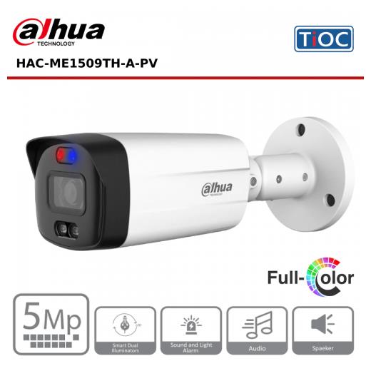 DAHUA HAC-ME1509TH-A-PV, 5Mpix, 3.6mm Lens, 40 Mt Gece Görüşü, Full Color, 4 IN 1, Dahili Mikrofon, IP67, Metal Kasa, Bullet Kamera