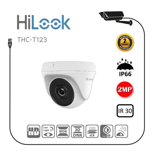 HILOOK THC-T123-M, 2Mpix, 2.8mm Lens, 30Mt Gece Görüşü, IP66, Ultra Low Light, OSD Menü, Metal Kasa, Dome, Kamera