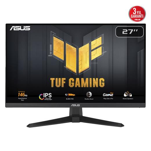 ASUS TUF GAMING VG279QE5A 27" 1ms, 146Hz, Full HD, DP, HDMI, Hoparlör, Fast IPS LED, Düşük Mavi Işık, FreeSync Premium, GAMING Monitör