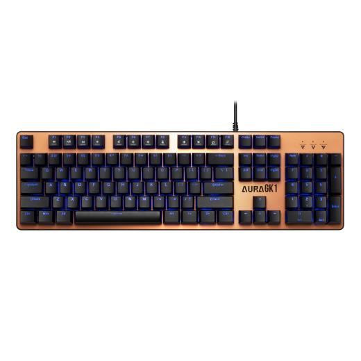 GAMDIAS AURA GK1, USB Kablolu, İngilizce,  Çok Renkli Arka Aydınlatma, Red Mekanik Switch, Bronz Edition, Gaming Klavye