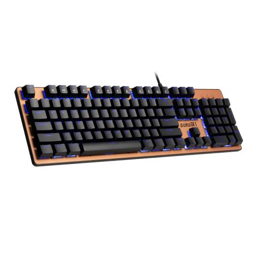 GAMDIAS AURA GK1, USB Kablolu, İngilizce,  Çok Renkli Arka Aydınlatma, Red Mekanik Switch, Bronz Edition, Gaming Klavye