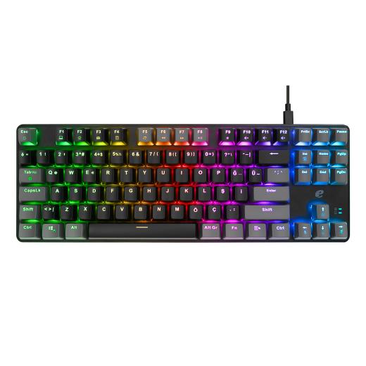 ACER eMachines, EAK87, Siyah/Gri, USB Kablolu, RGB Backlight, RED Switch, Mekanik, Türkçe Q, 87 Tuşlu, Gaming Klavye
