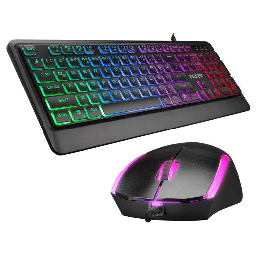 EVEREST KM-R59, FORZA, Rainbow Işıklı, Türkçe Q, USB Kablolu, Gaming, Klavye Mouse Set