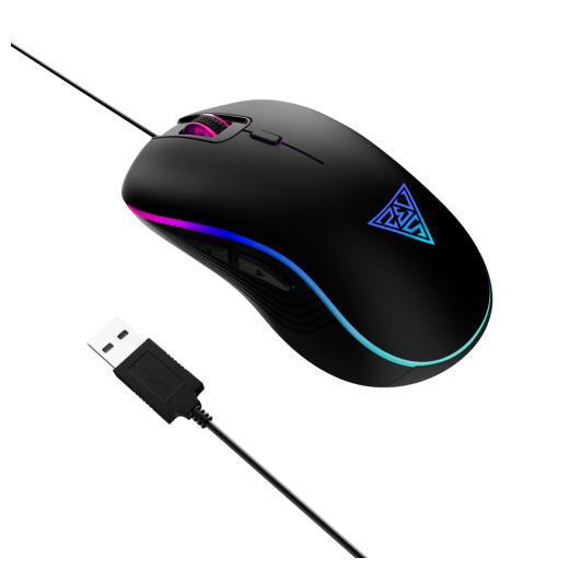 GAMDIAS AURA GS3, Çok Renkli Aydınlatma,  USB Kablolu, 6 Tuşlu, Gaming Mouse, 3.600 DPI, Siyah