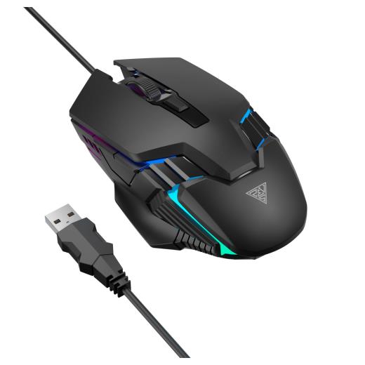 GAMDIAS AURA GS4, Çok Renkli Aydınlatma,  USB Kablolu, 6 Tuşlu, Gaming Mouse, 3.600 DPI, Siyah