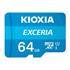 KIOXIA 64GB Exceria, LMEX1L064GG2, UHS-1, CL10, 100Mb/s, MicroSD Kart Bellek (SD Adaptörlü)