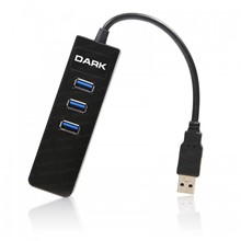 Dark Gigabit Ethernet Girişli 3 Port USB3.0 Hub - 1