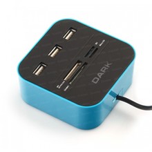 Dark UCR202 USB MicroSD/SD/MMC/M2/MS PRO DUO Kart Okuyuculu USB Çoklayıcı (Mavi) - 1