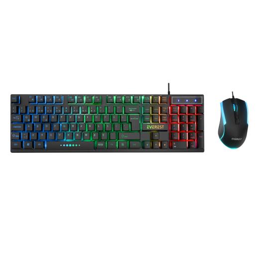 EVEREST KM-198, Luminax, Rainbow Işıklı, Türkçe Q, USB Kablolu, Gaming, Klavye Mouse Set