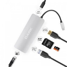 Dark 4in1 USB3.1 Type C Erkek -  USB 3.0 / HDMI (4K UHD 60 Hz) / Gigabit Erhernet / MicroSD-SD Kart Okuyucu USB 3.1 Type C Şarj Dönüştürücü (Alüminyum Kasa) - 1